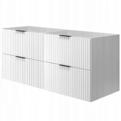 Szafka Łazienkowa Wisząca Pod Umywalkę 160X46 Cm Flisan Biała Fronty Mdf