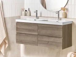 Szafka łazienkowa wisząca z podwójną umywalką VIEDMA 120 cm Beżowoszary