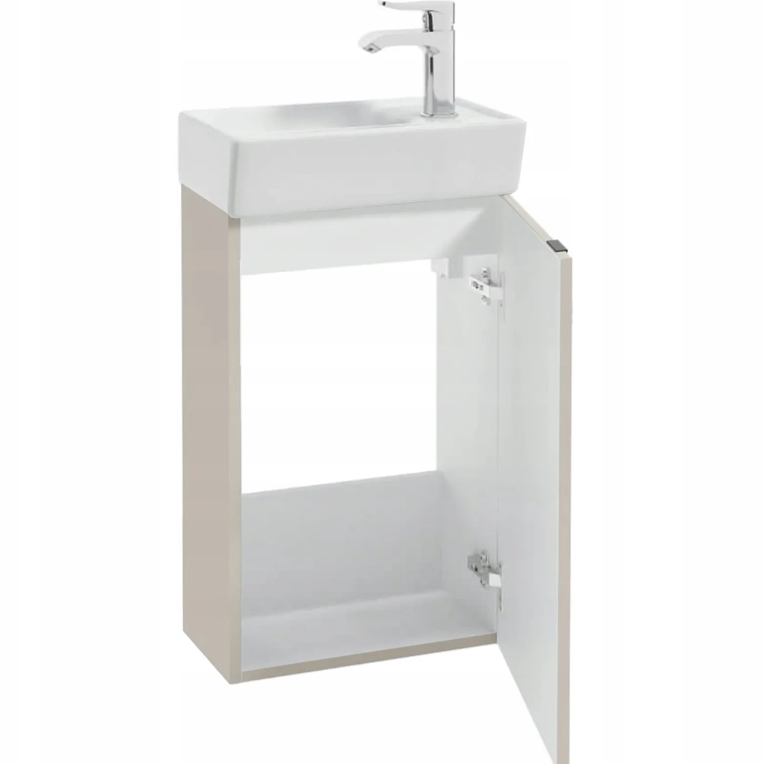Szafka Łazienkowa 40 x 22 cm z Umywalką Wisząca Kaszmir Beżowa Mat Mała