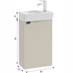 Szafka Łazienkowa 40 x 22 cm z Umywalką Wisząca Kaszmir Beżowa Mat Mała