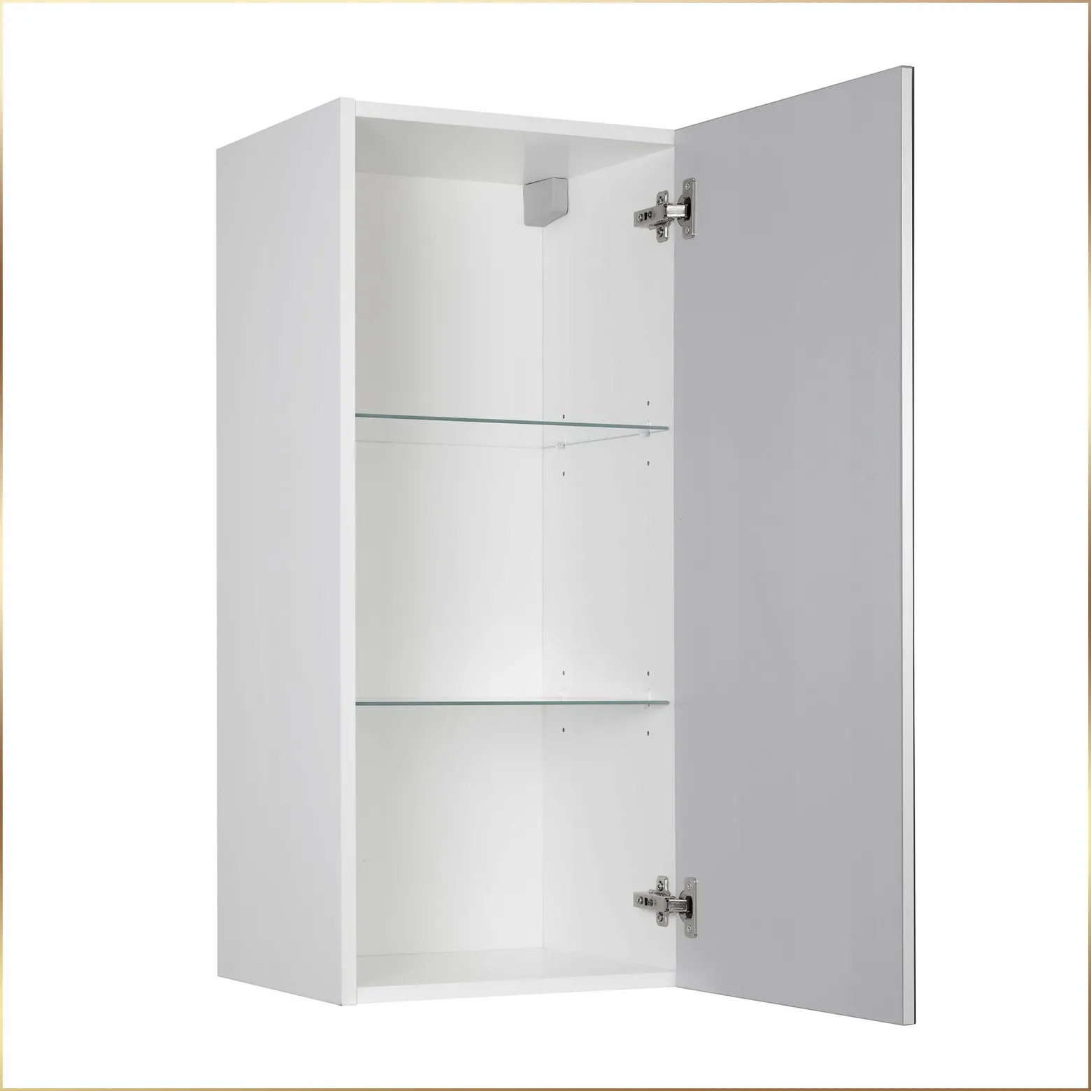 Szafka łazienkowa z lustrem wisząca 40x90x35 cm biała mdf półki cichy domyk