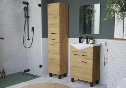 Szafka łazienkowa z umywalką dąb craft 55 cm na nóżkach