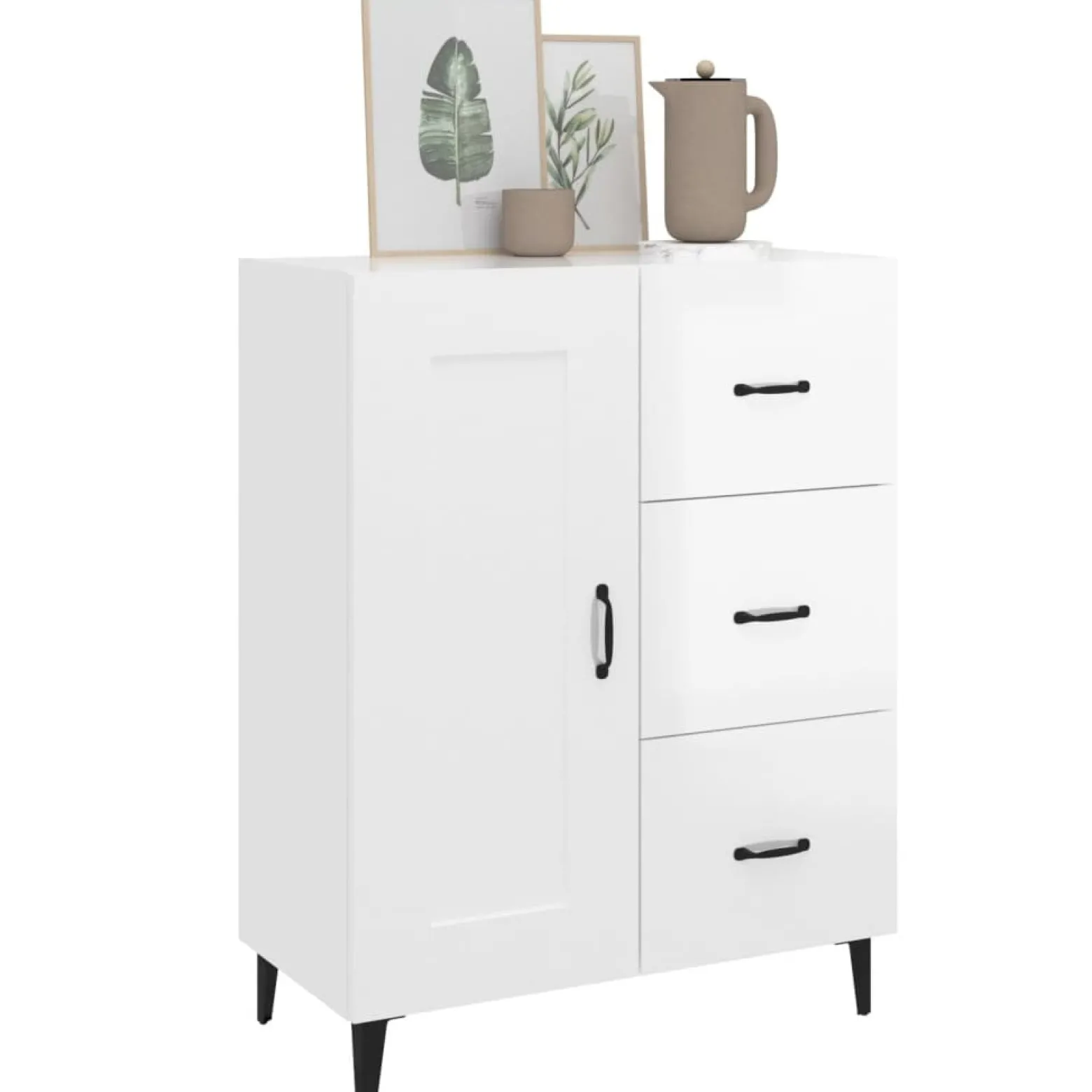 Szafka Biała Połysk 69.5x34x90 cm do Salonu Pokoju Sypialni