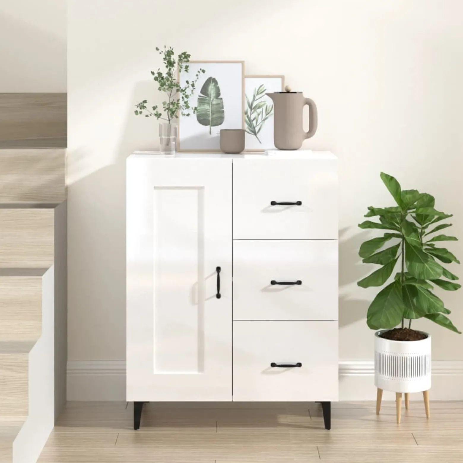 Szafka Biała Połysk 69.5x34x90 cm do Salonu Pokoju Sypialni