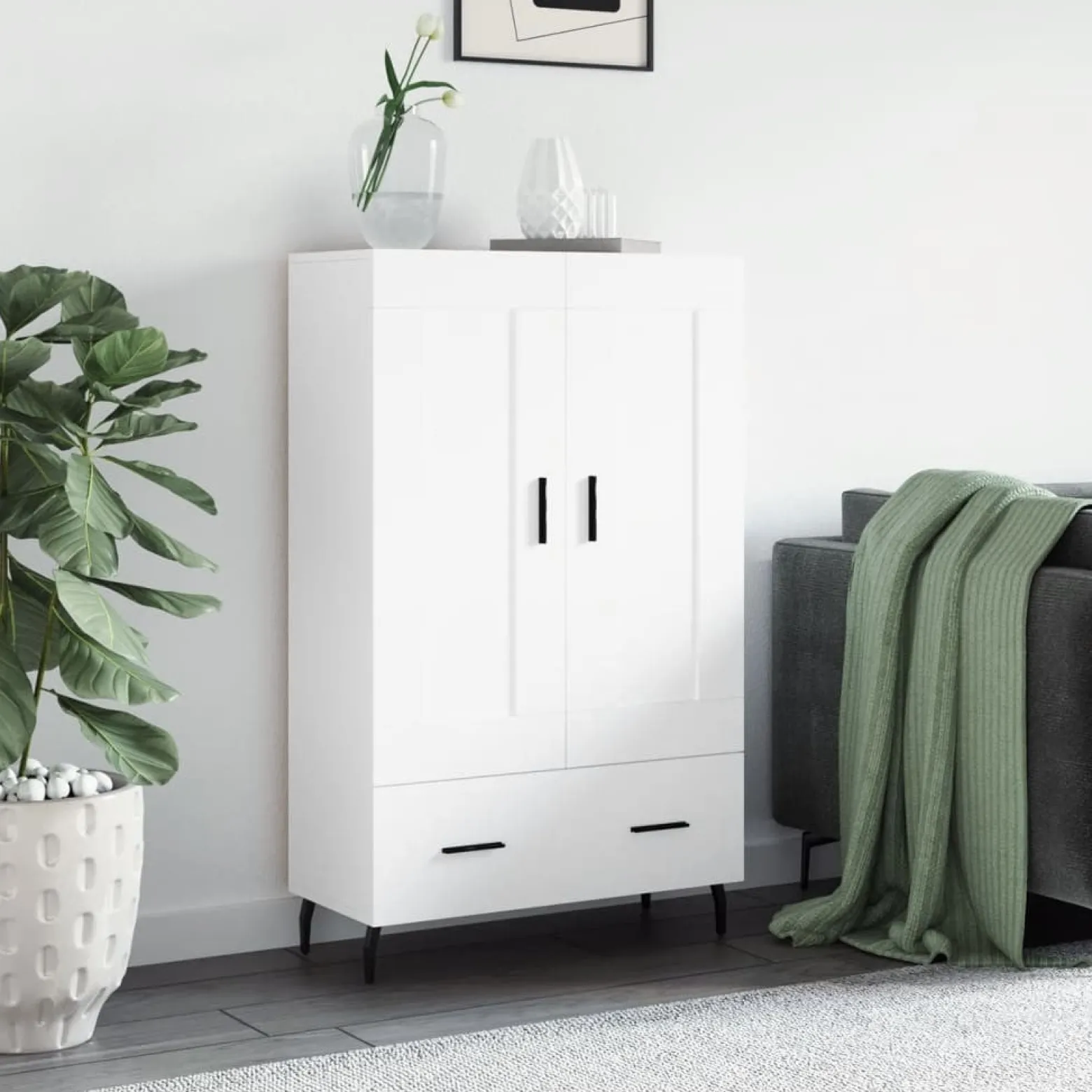 Szafka Biała 69.5x31x115 cm do Salonu Pokoju Sypialni