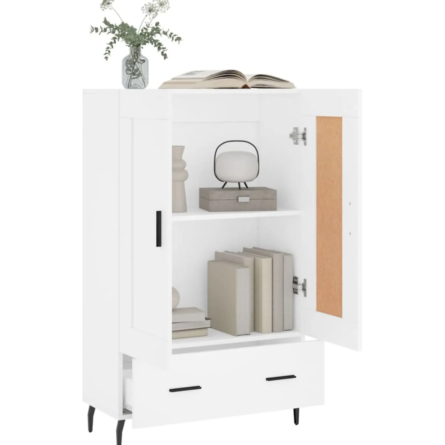Szafka Biała 69.5x31x115 cm do Salonu Pokoju Sypialni