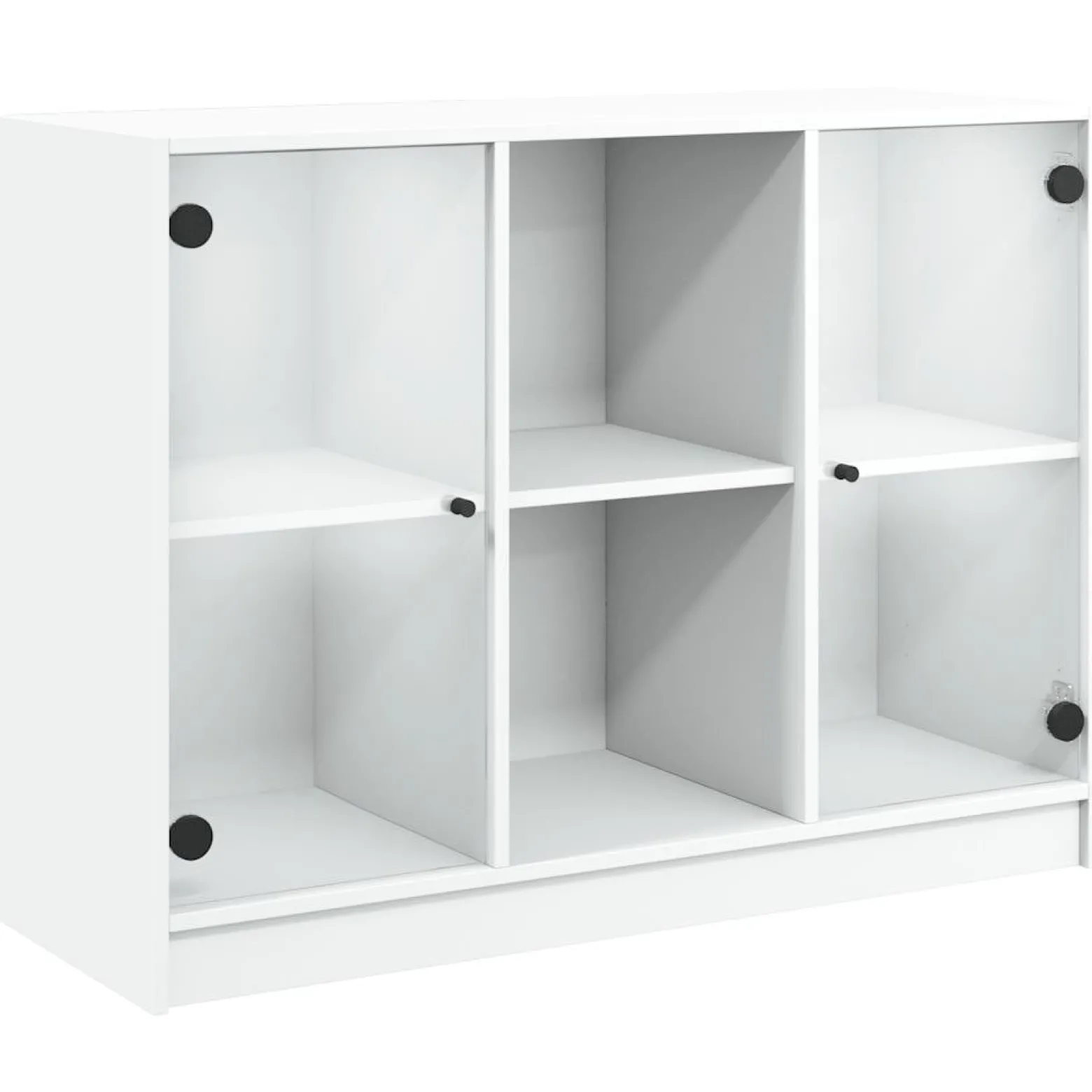Szafka Biała z Drzwiami Szklanymi 102x37x75.5 cm do Salonu Pokoju