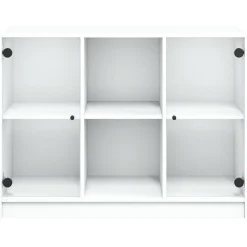 Szafka Biała z Drzwiami Szklanymi 102x37x75.5 cm do Salonu Pokoju