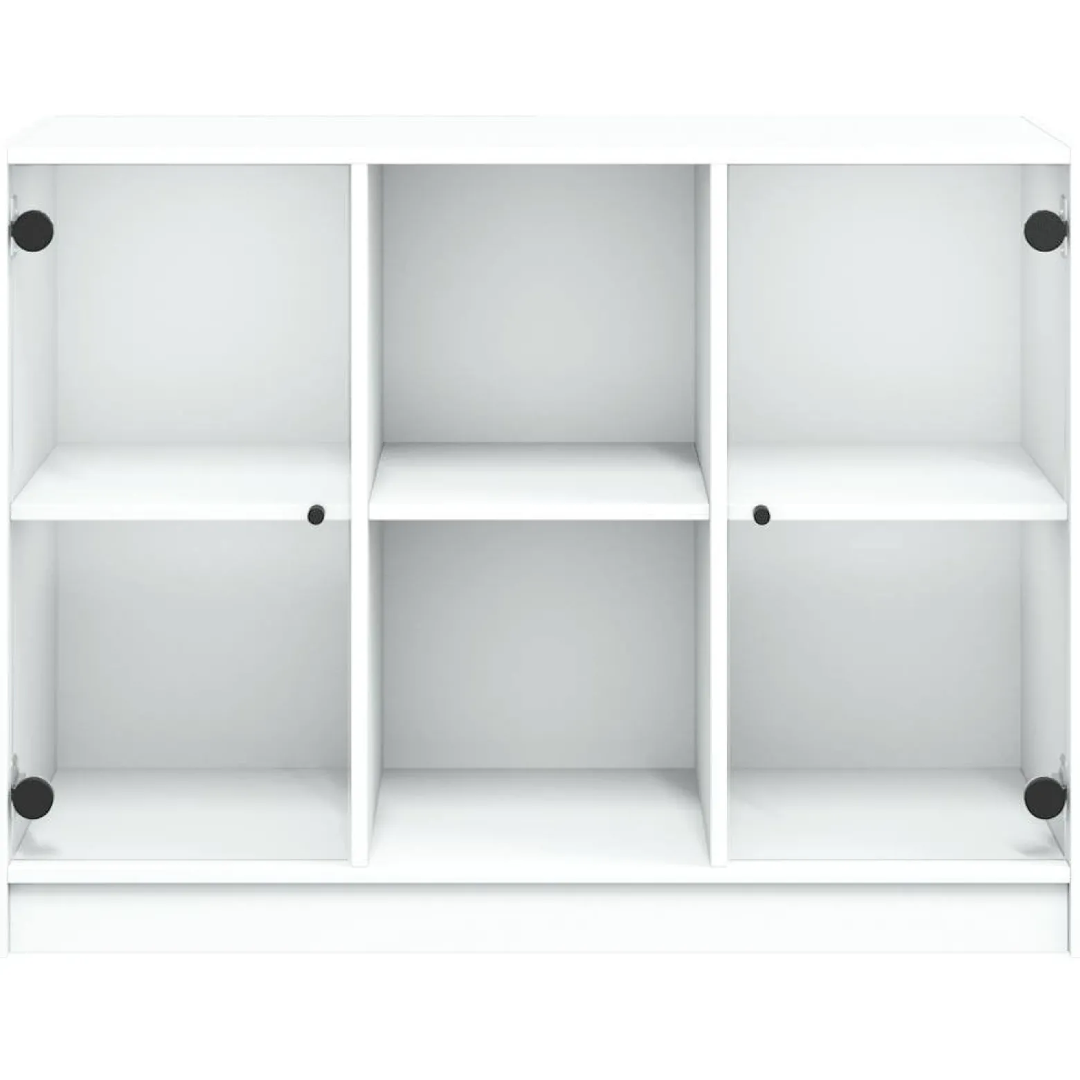 Szafka Biała z Drzwiami Szklanymi 102x37x75.5 cm do Salonu Pokoju