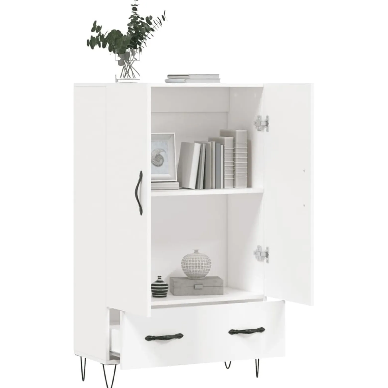 Szafka Biała z Drzwiami 69.5x31x115 cm do Salonu Pokoju Sypialni