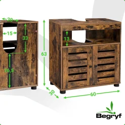 Szafka ciemny brąz łazienkowa pod umywalke na ręczniki BEGRYF 60x30x63
