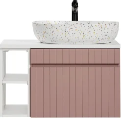 Szafka 80 cm ICONIC ROSE z umywalką LILI MW21 i regałem