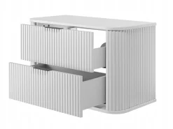 Szafka 80 Cm + Słupek 139 Cm Zestaw Łazienkowy Wiszący Biały Fronty Mdf
