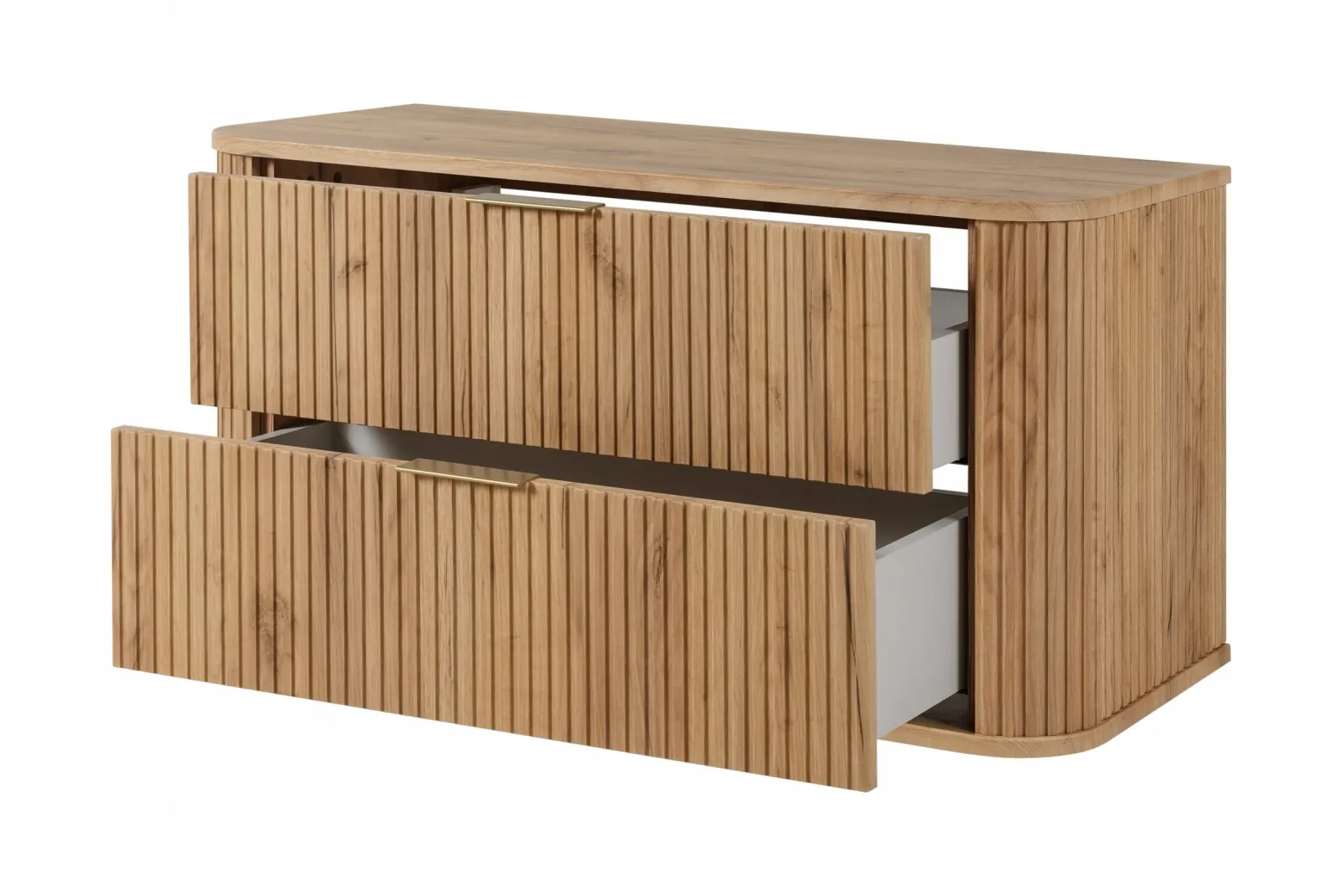 Szafka 100 Cm + Słupek 139 Cm Zestaw Łazienkowy Wiszący Dąb Fronty Mdf