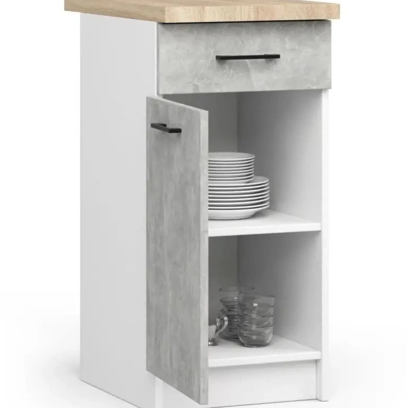 Szafka do kuchni, blat, KLARA, 40cm, biel, beton, sonoma, mat | TYLETEGOTU