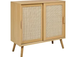 Szafka dwudrzwiowa z półkami jasne drewno rattan