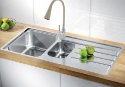 Szafka Kuchenna Dąb Sonoma +Zlewozmywak 80x50 Bateria Beżowa Elastyczna 2w1