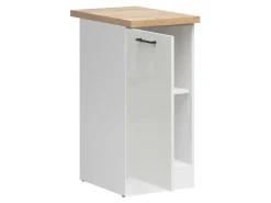 Szafka kuchenna dolna Junona Line 40 cm lewa kredowy połysk z blatem