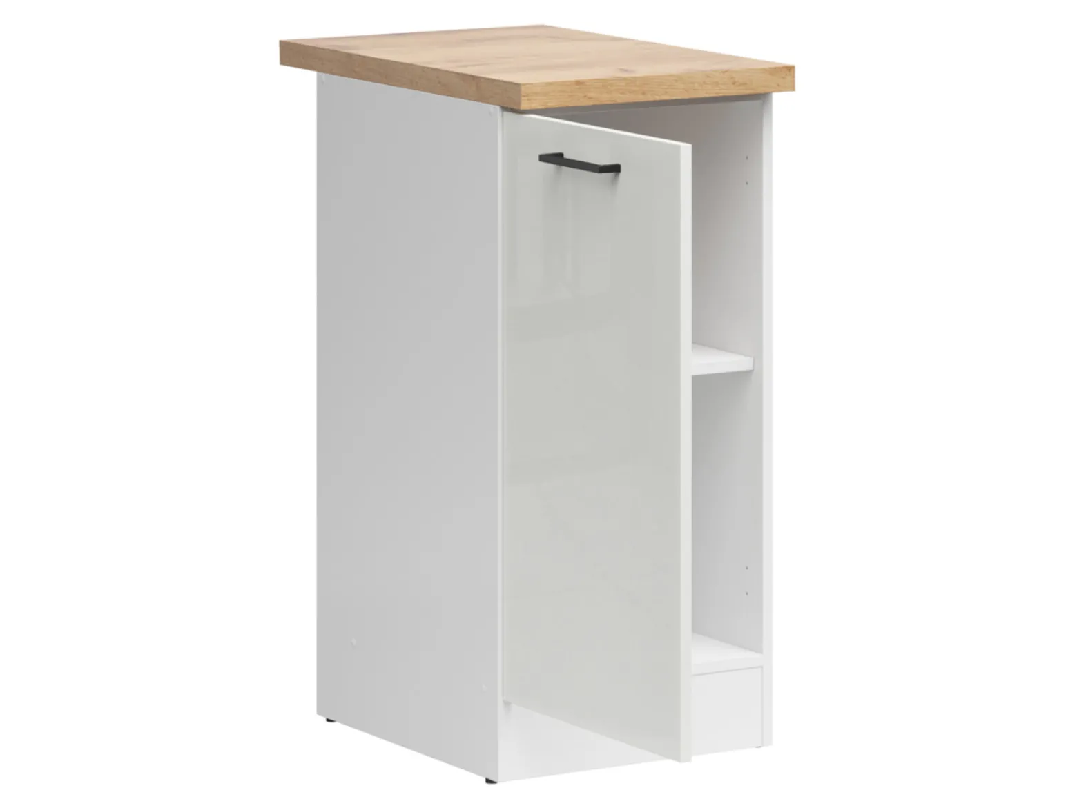 Szafka kuchenna dolna Junona Line 40 cm lewa kredowy połysk z blatem