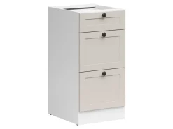 Szafka kuchenna dolna Junona Line 40 cm z 3 szufladami biały/uni kaszmir