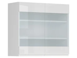 Szafka kuchenna górna Sole 80 cm dwudrzwiowa z witryną biały połysk
