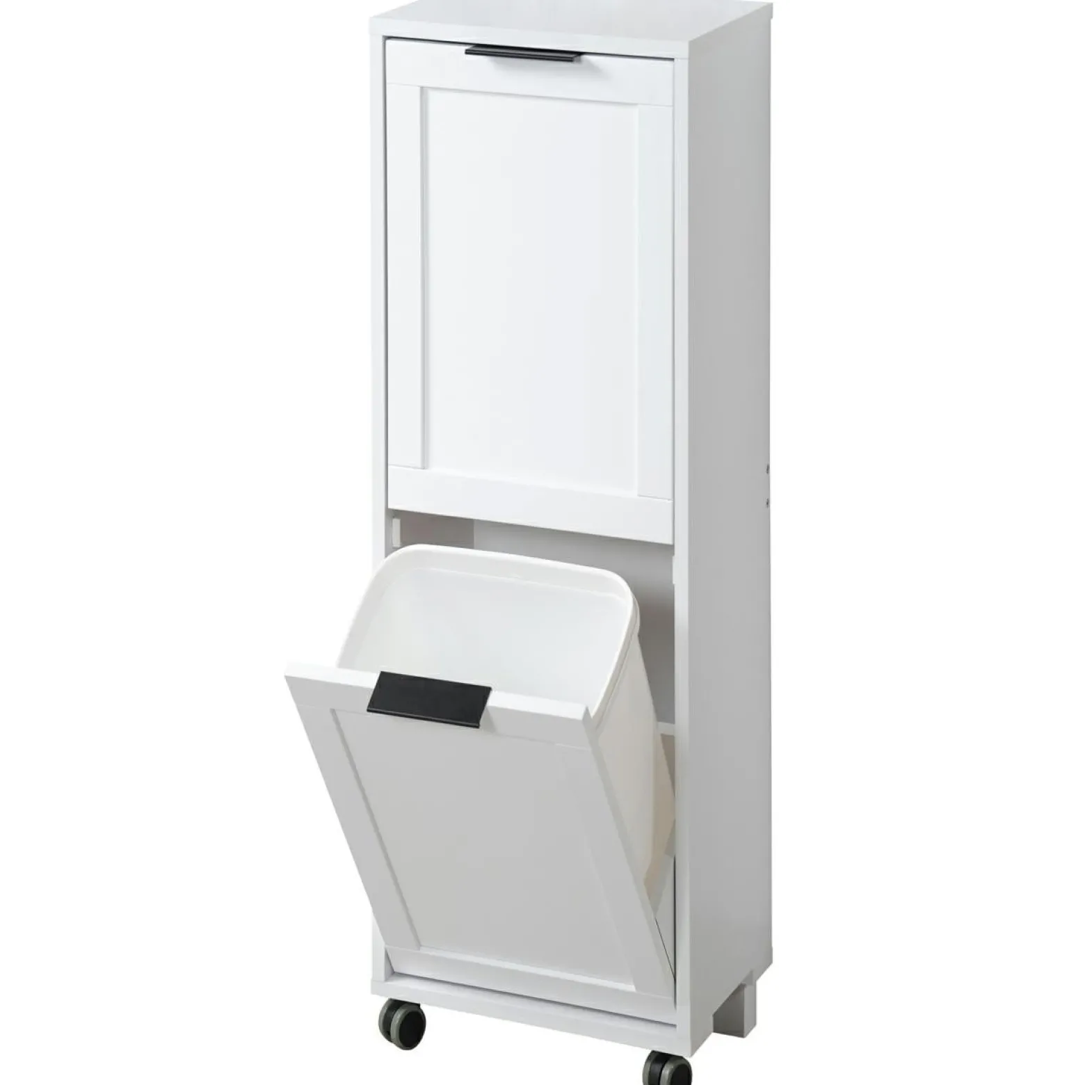 Szafka kuchenna segregacja śmieci 94x36x24 cm MDF biała na kółkach
