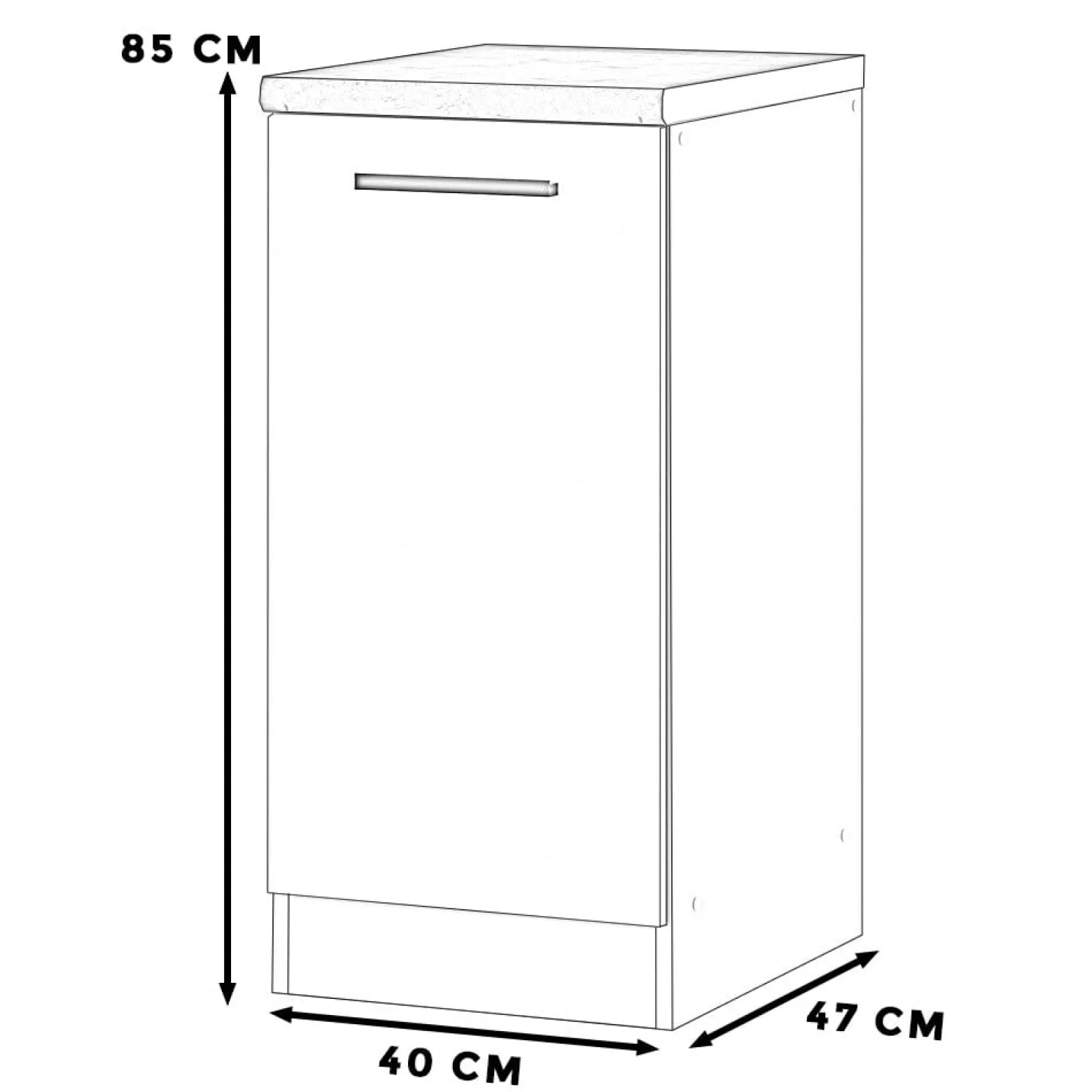 Szafka kuchenna stojąca z blatem blande 40cm wotan biały mat