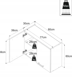 Szafka Kuchenna Wisząca 2d Górna 80cm Kaszmir