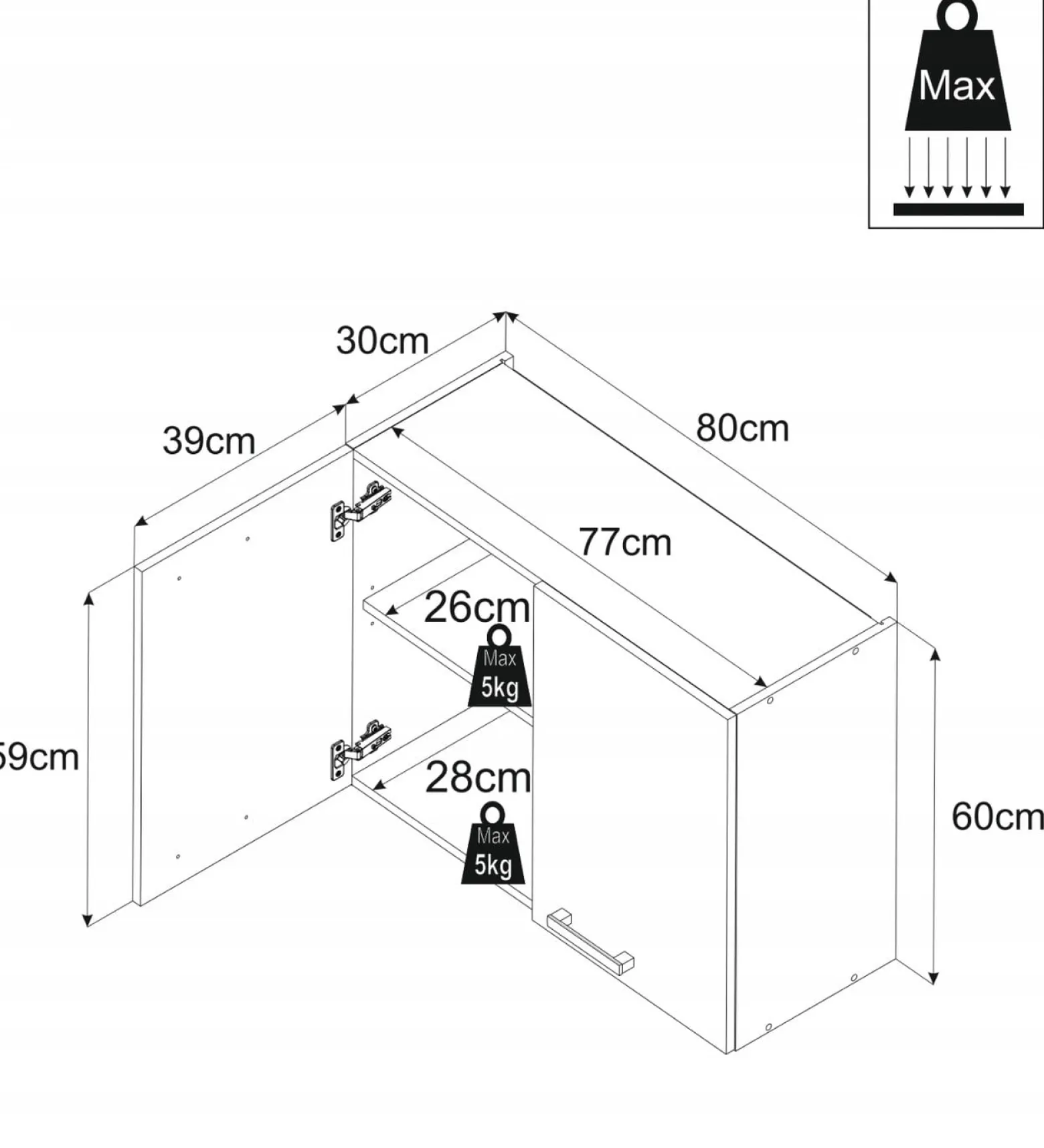 Szafka Kuchenna Wisząca 2d Górna 80cm Kaszmir