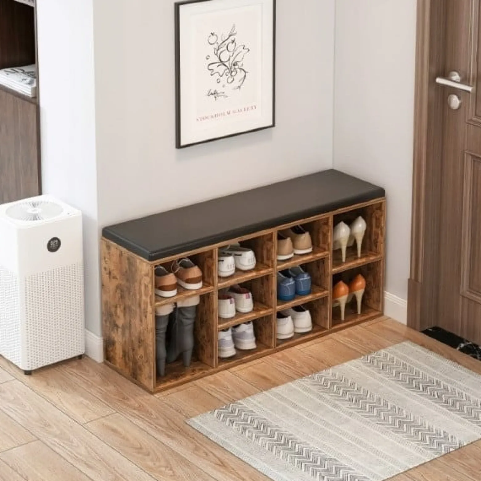 Szafka na buty ławka do przedpokoju brąz loft