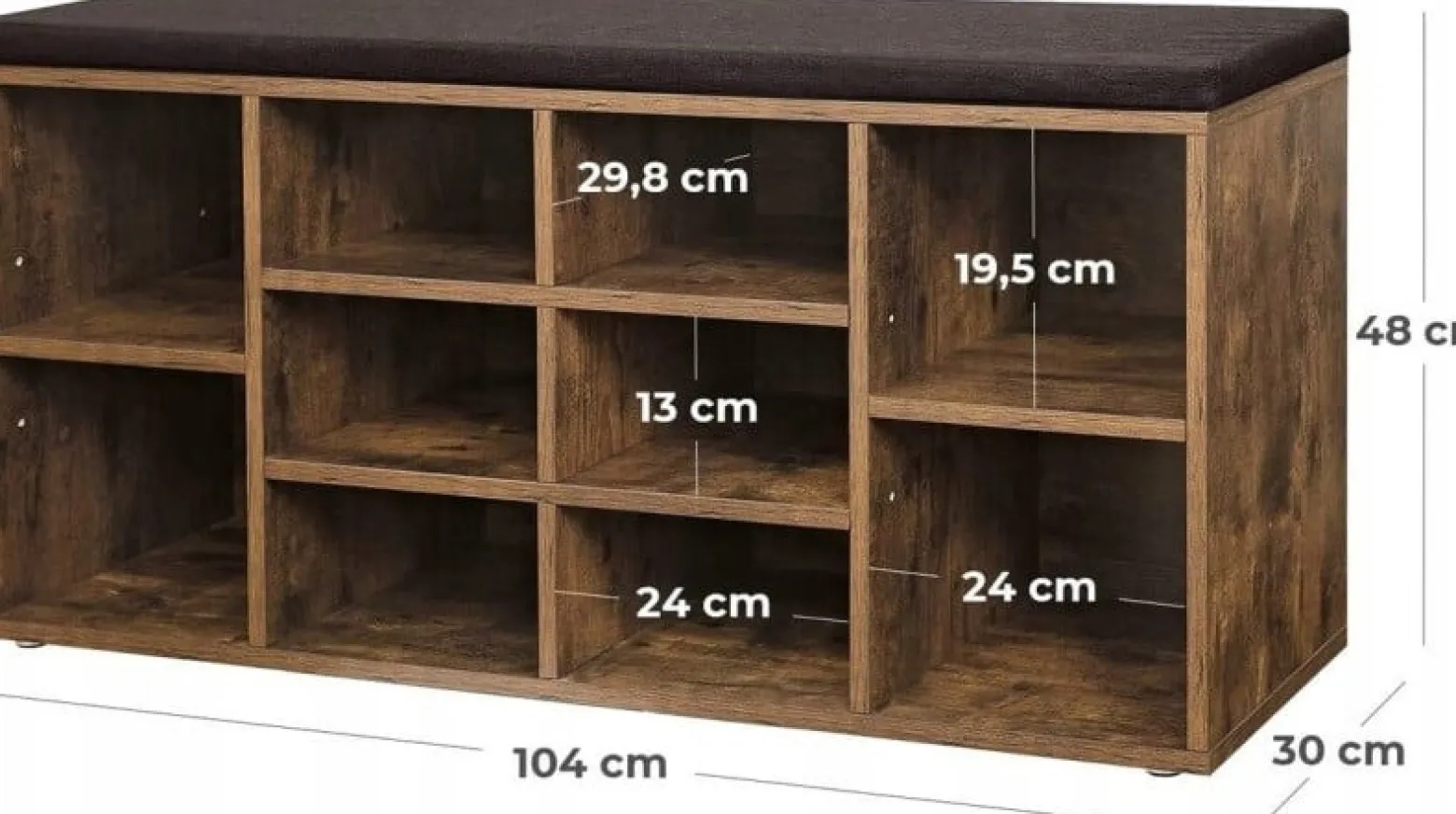 Szafka na buty ławka do przedpokoju brąz loft