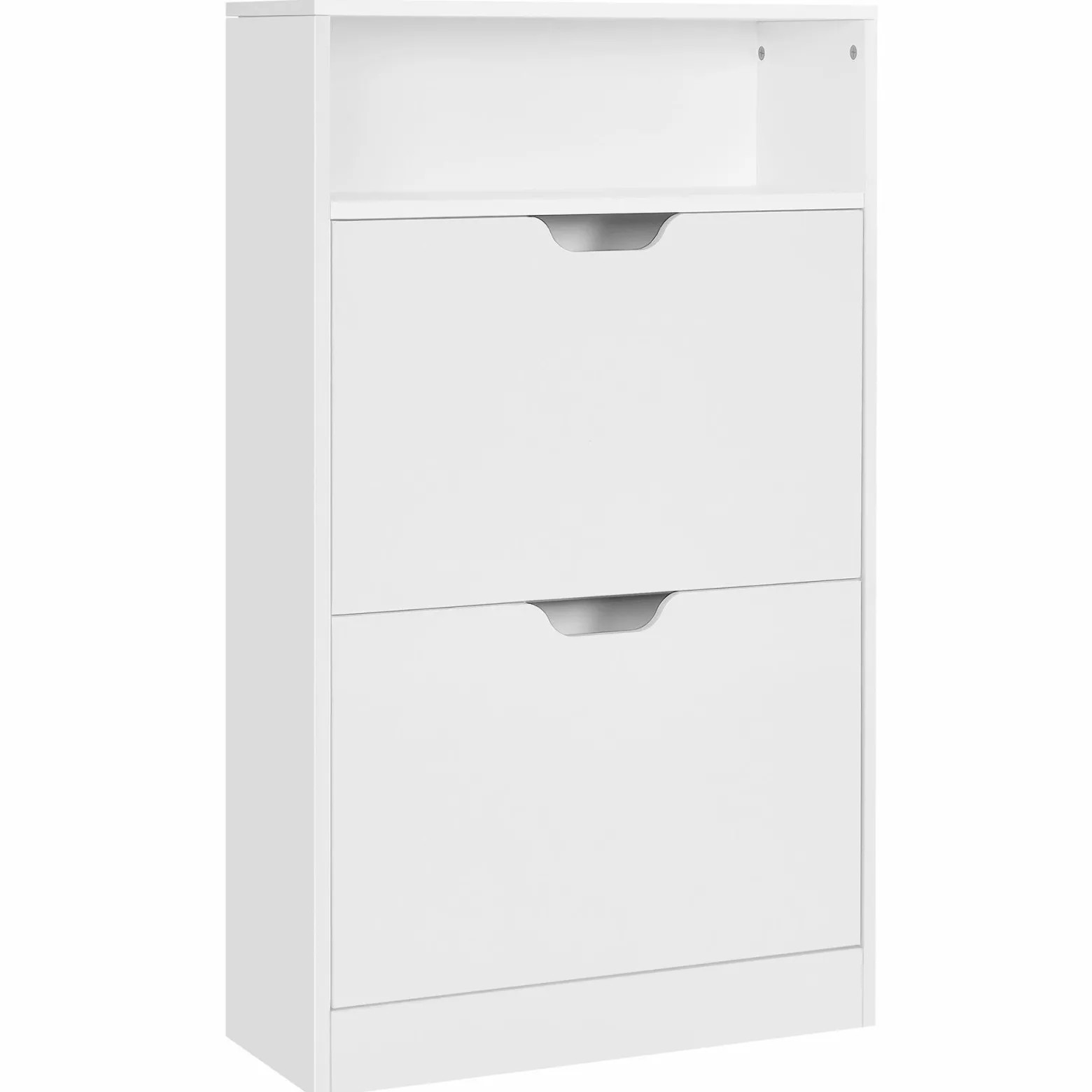 Szafka na buty biała MDF 60x24x102 cm 2 klapy 4 półki mat do przedpokoju