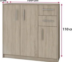 Szafka na buty 110 cm z 3 drzwiami i 2 szufladami