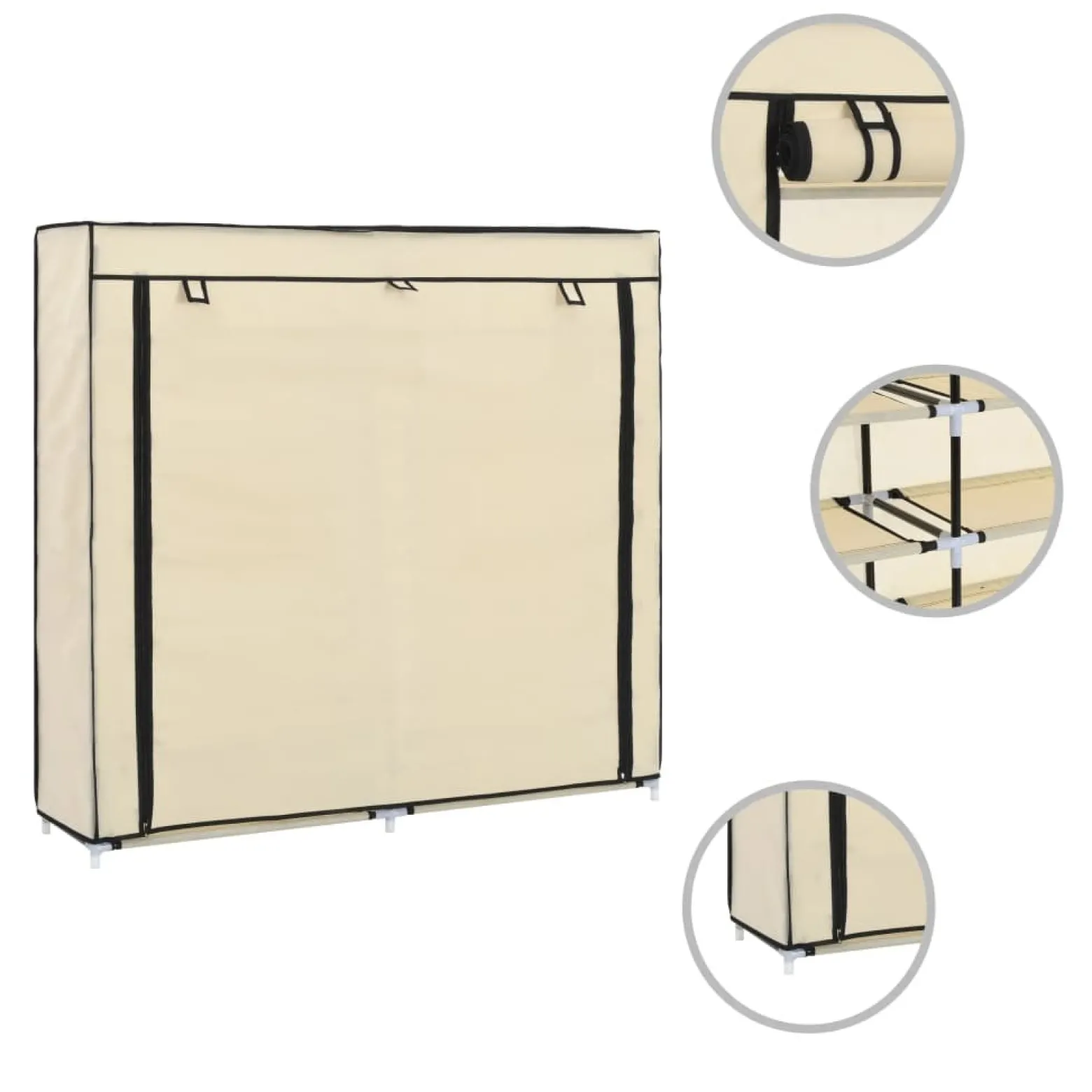 Szafka na buty Kremowy 115 x 28 x 110 cm Tkanina vidaXL