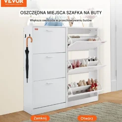 Szafka na buty otwierana uchylna komoda biała pojemna 60 cm