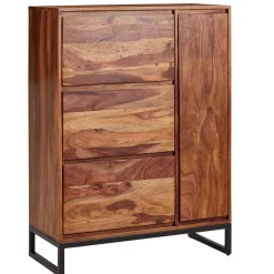 Szafka na Buty Sheesham Drewno Lite 120 cm Komoda do Przedpokoju Półką
