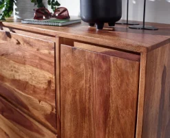 Szafka na Buty Sheesham Drewno Lite 120 cm Komoda do Przedpokoju Półką