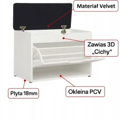 Szafka na buty z siedziskiem 70 cm Biała Alaska