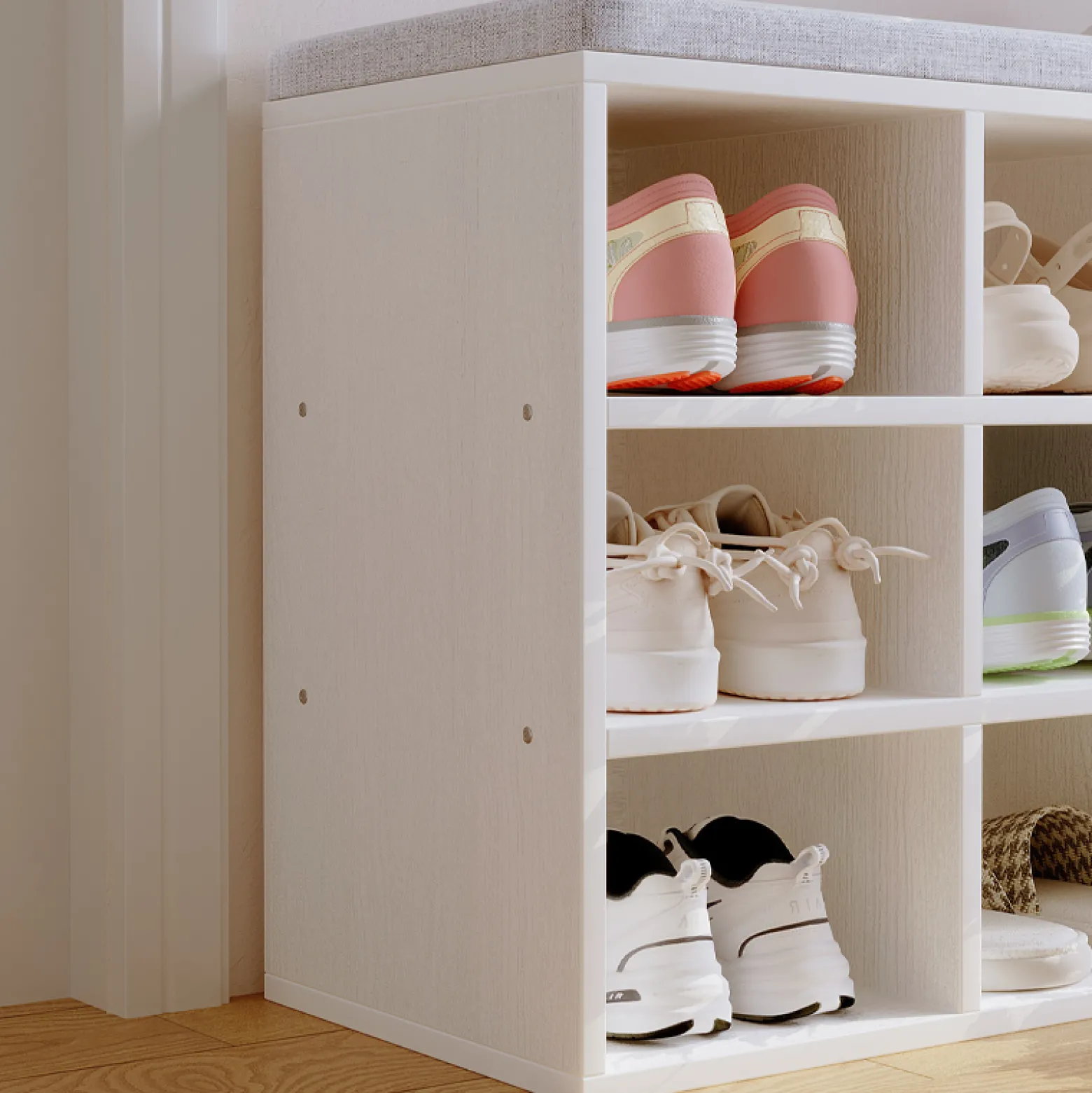 Szafka na buty z siedziskiem loft biała ławka przedpokój nowoczesna