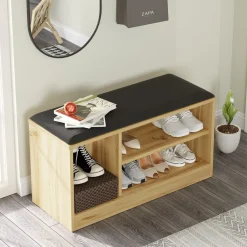 Szafka na buty z siedziskiem MORE dąb naturalny loft 89,6 cm