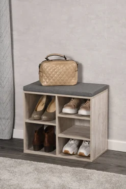 Szafka na buty z siedziskiem, 5 przegródek, MDF, Kesper