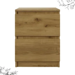 Szafka nocna BASIC 2 szuflady – Dąb Artisan | 40x53x40 cm