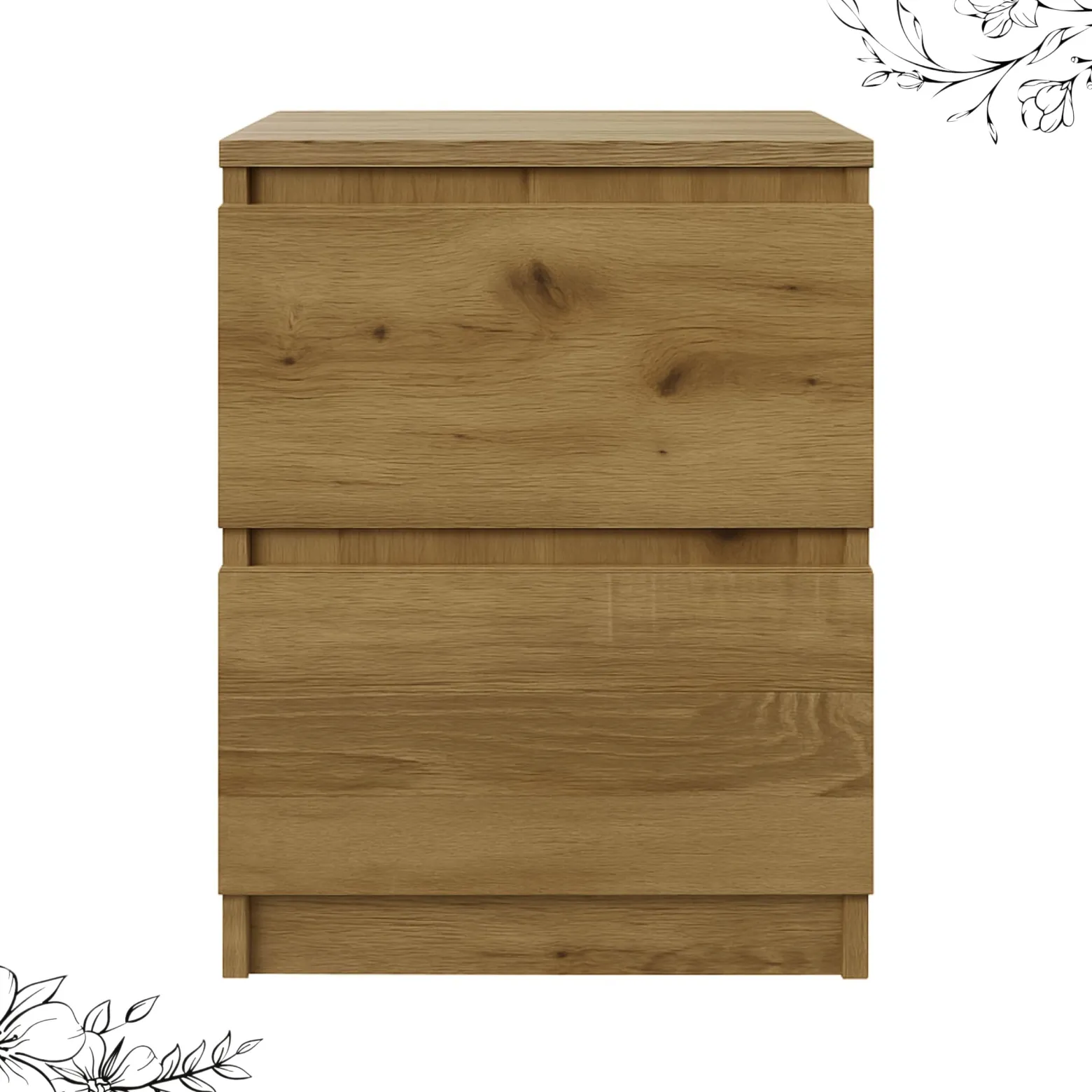 Szafka nocna BASIC 2 szuflady – Dąb Artisan | 40x53x40 cm