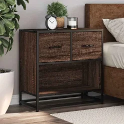 Szafka Nocna Brąz Komoda Stolik Półka Nocna Do Sypialni 60x31x60 cm