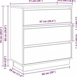 Szafka Nocna Brąz Komoda Stolik Półka Nocna Do Sypialni 71 x 34.5 x 75 cm