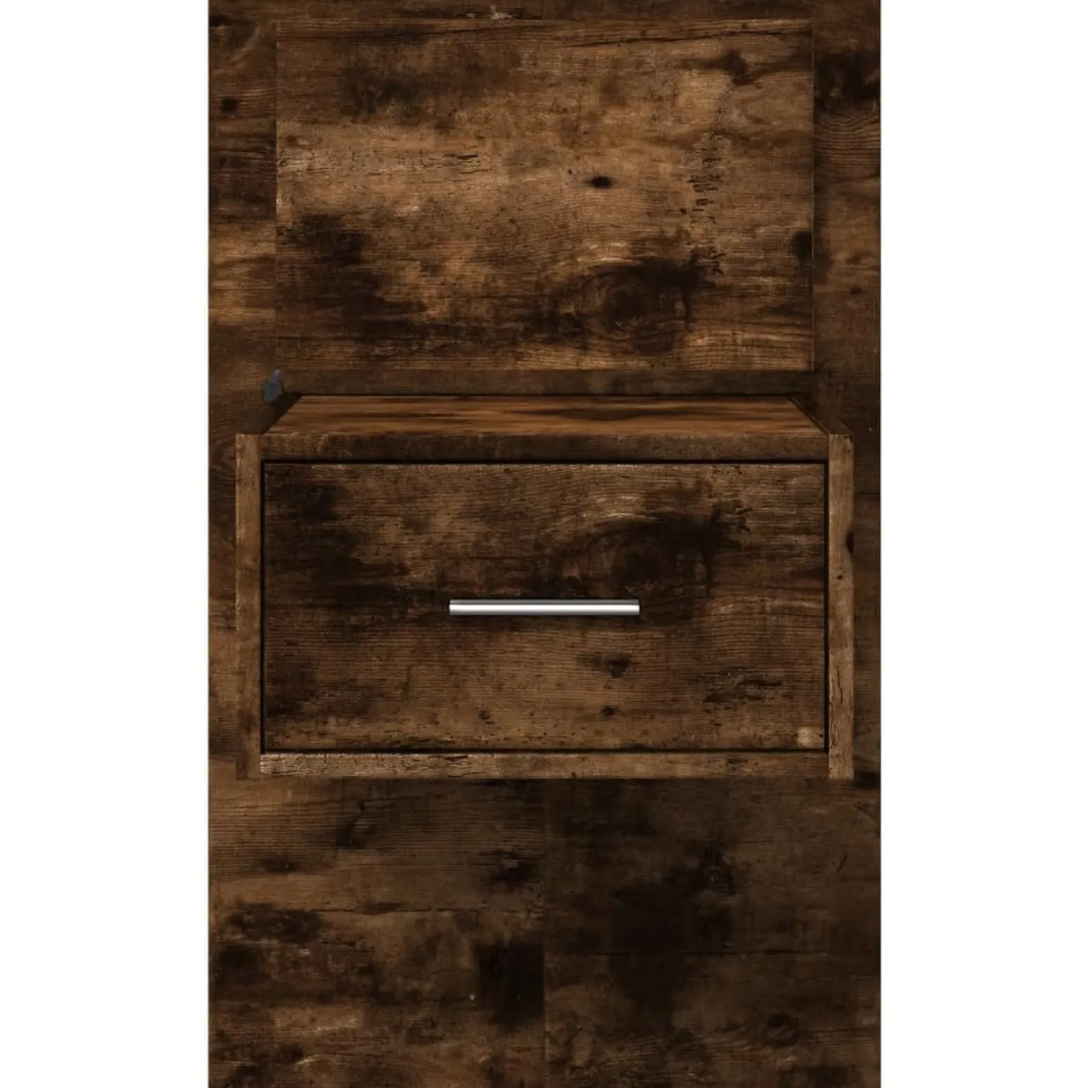 Szafka Nocna Brązowa z Szufladą Wisząca z LED Do Sypialni 48,5x32,5x80 cm