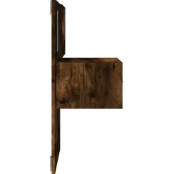 Szafka Nocna Brązowa z Szufladą Wisząca z LED Do Sypialni 48,5x32,5x80 cm