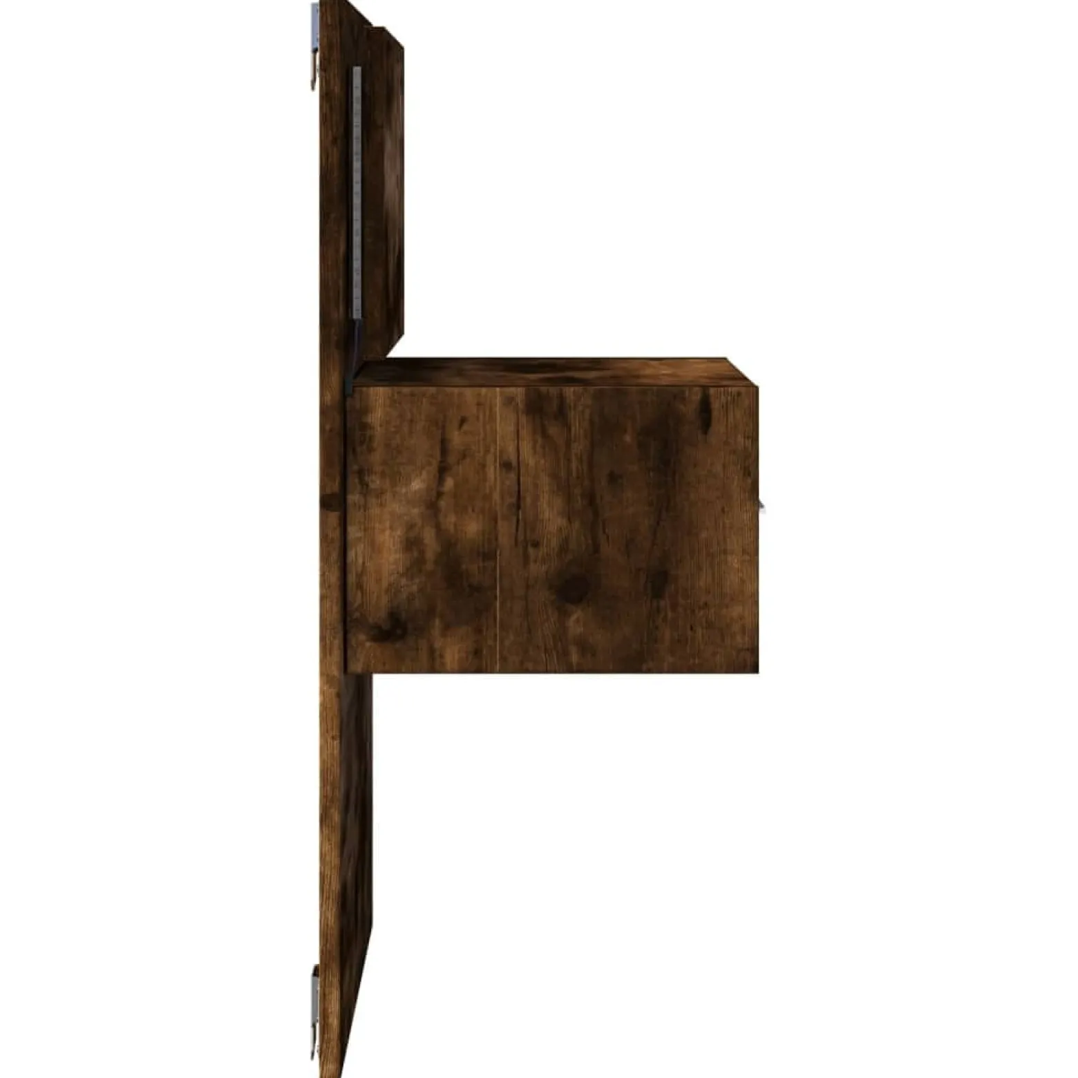 Szafka Nocna Brązowa z Szufladą Wisząca z LED Do Sypialni 48,5x32,5x80 cm