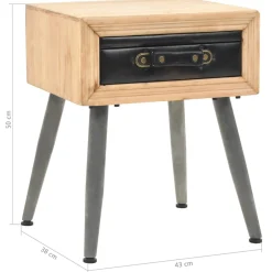 Szafka Nocna Drewniana Komoda Stolik Nocny Do Sypialni 43 x 38 x 50 cm