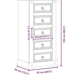 Szafka Nocna Drewniana Komoda Stolik Nocny Do Sypialni 53x39x103 cm